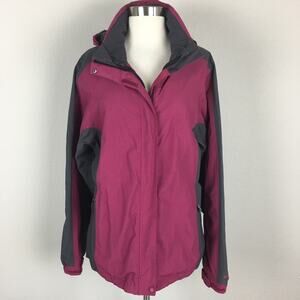Quest Maroon Hooded Zip Ski Winter Snowboard Jacket Large